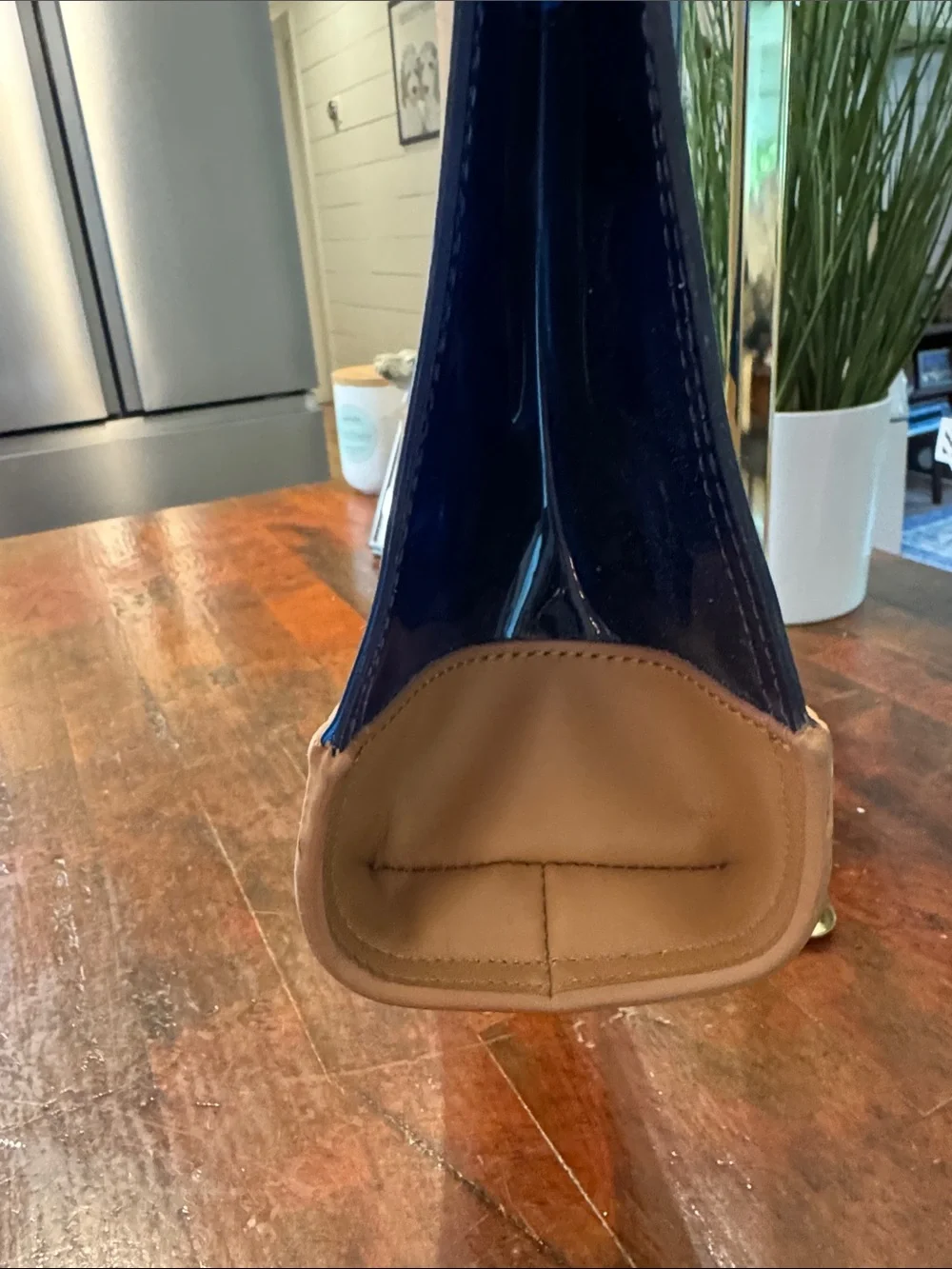 Tory Burch Navy PVC Tote with Tan Leather Trim